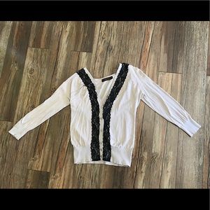 The Limited Sweater with Black Lace Trim